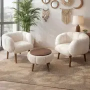 Křeslo ušák LOTUS (set 3 ks) – Set 3 ks / Bílá ASIRGROUP