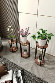 Květináč FLOWER – Ořech / Desk Round ASIRGROUP