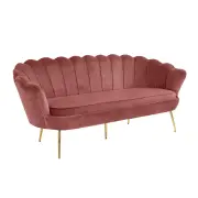 Luxusní pohovka NOBLIN – 3-sed, růžová Velvet látka / chrom zlatý, styl Art-deco Kondela