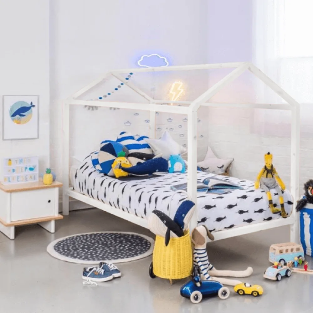 Montessori postel, bílá, borovicové dřevo, IMPRES Kondela