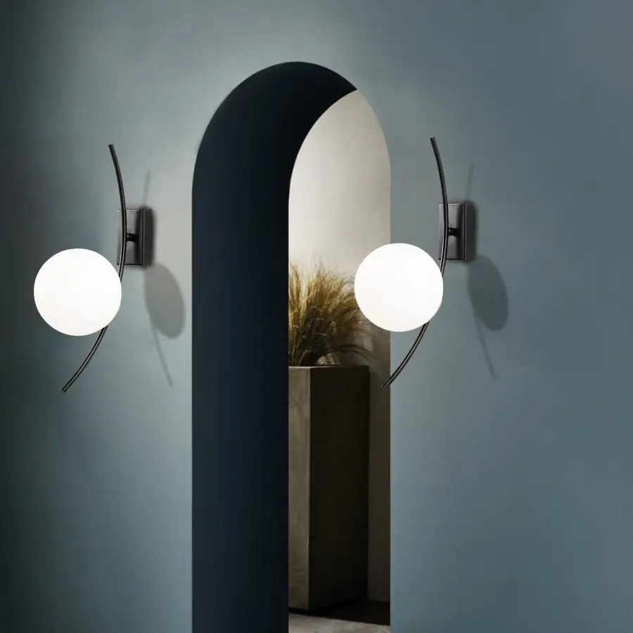 Nástěnná lampa HILAL – Černá / Bílá ASIRGROUP
