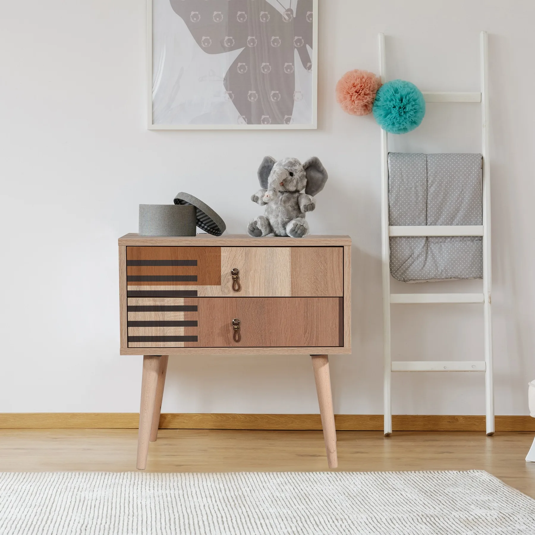 Noční stolek CITY – Multicolor / Colorblock ASIRGROUP