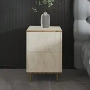 Noční stolek IMAJ – Travertine / Zlatá ASIRGROUP