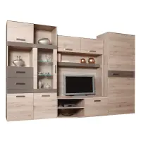 Obývací stěna, dub san marino / latte vysoký lesk HG, Assor Kondela