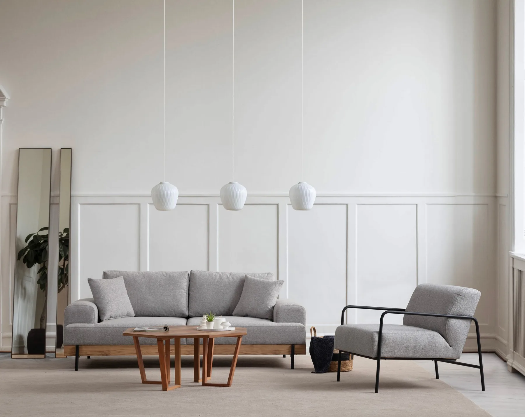 Pohovka trojmístná ETI Oak 3 Seater -Grey ASIRGROUP