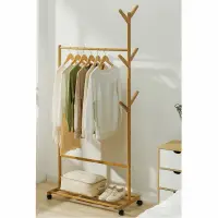 Pojízdný věšák, bambus, šířka 80cm, VIKIR TYP 2 Kondela (foto 3)