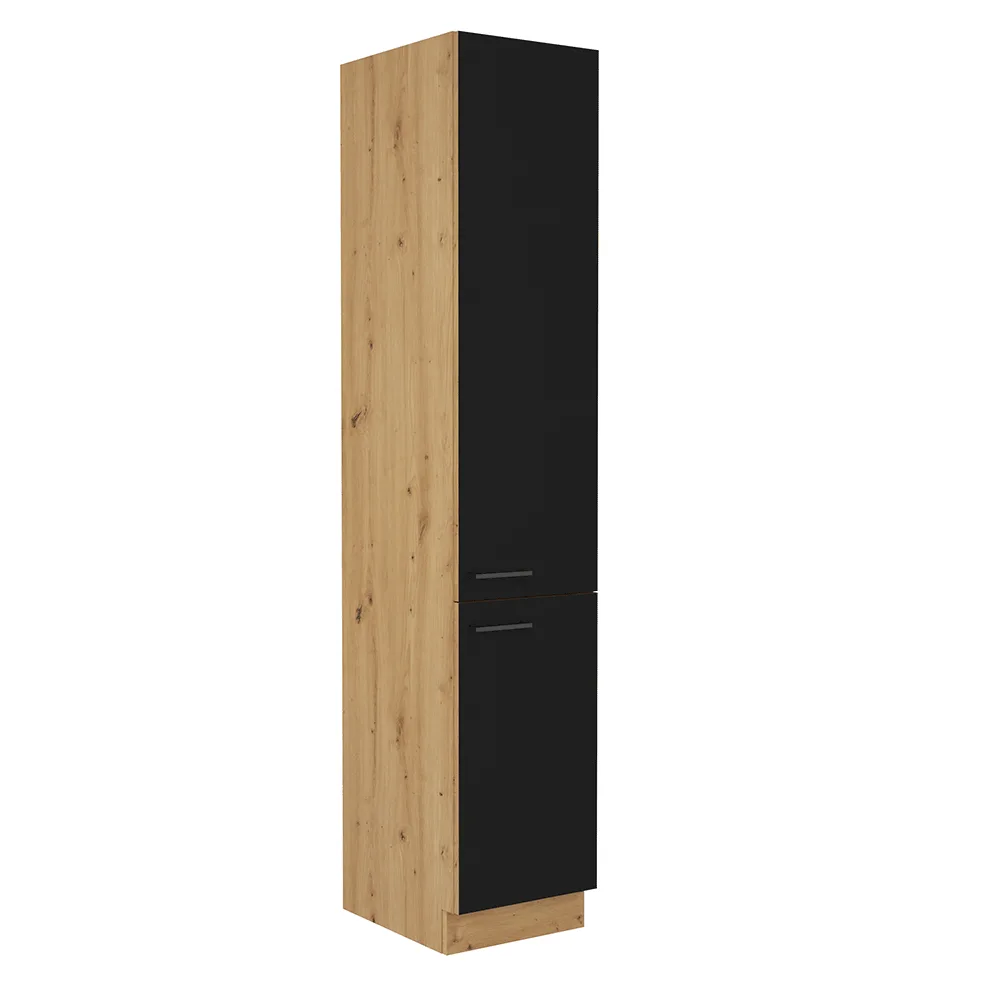 Potravinová skříňka, černý mat / dub artisan, Monro 40 DK-210 2F Kondela