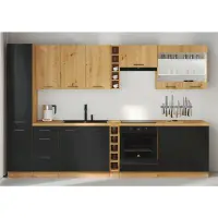Potravinová skříňka, černý mat / dub artisan, Monro 40 DK-210 2F Kondela (foto 4)