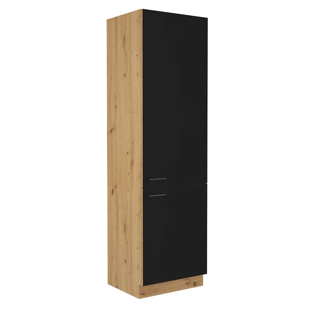 Potravinová skříňka, černý mat / dub artisan, Monro 60 DK-210 2F Kondela