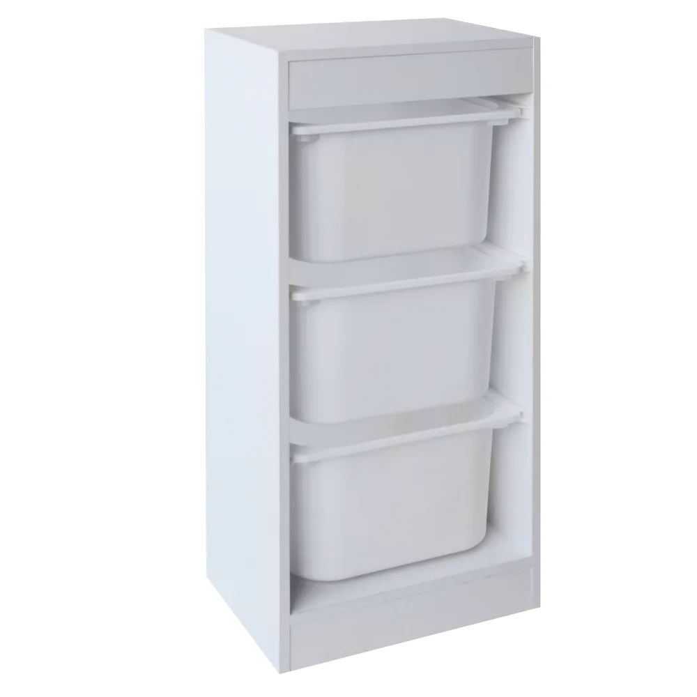 Regál s úložnými boxy, bílá, DUVAN Kondela