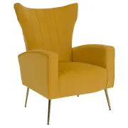 Relaxační křeslo BARET – Žlutá Velvet látka Kondela