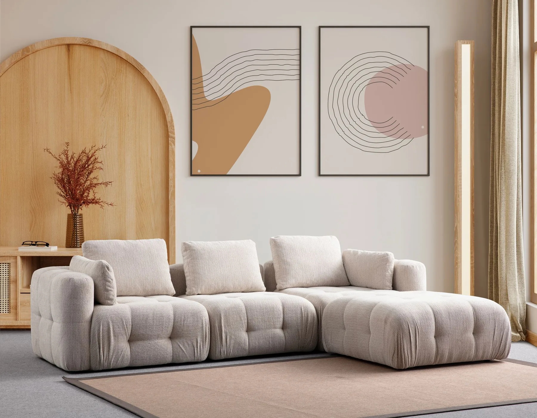 Rohová pohovka AMARIS 3 Seater With Pouffe ASIRGROUP