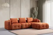 Rohová pohovka AMARIS 3 Seater With Pouffe – Oranžová ASIRGROUP