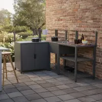 Rohový zahradní kuchyňský ostrůvek, kov, šedá, TANITA TYP 1 Kondela (foto 3)
