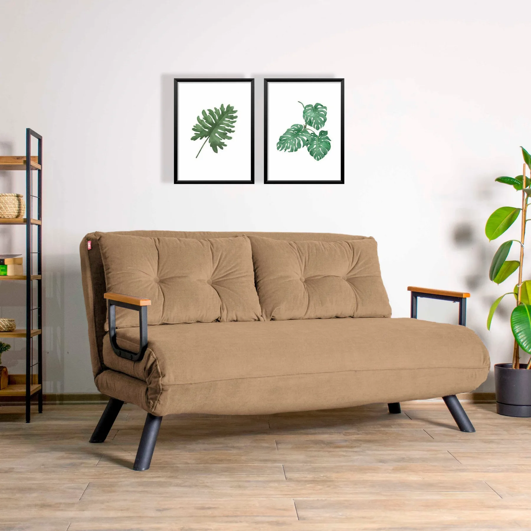 Rozkládací pohovka dvoumístná SANDO 2-Seater / Light Brown v2 ASIRGROUP
