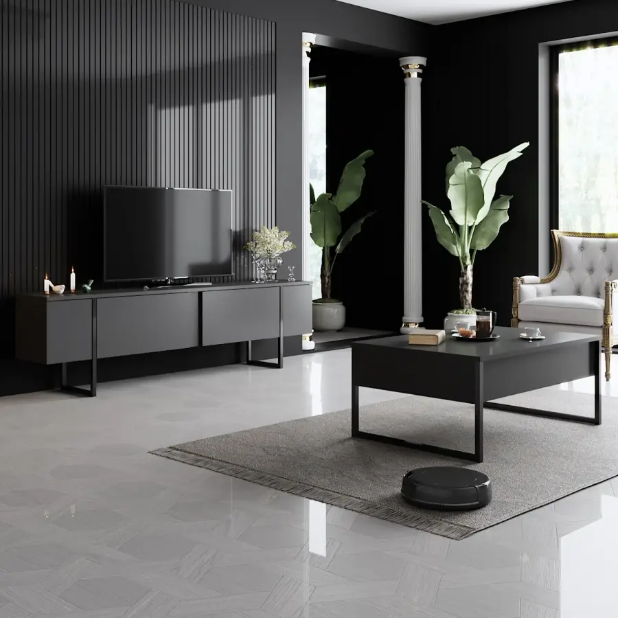 Obývací stěna LUXE – Antracitová / Černá 1169 ASIRGROUP