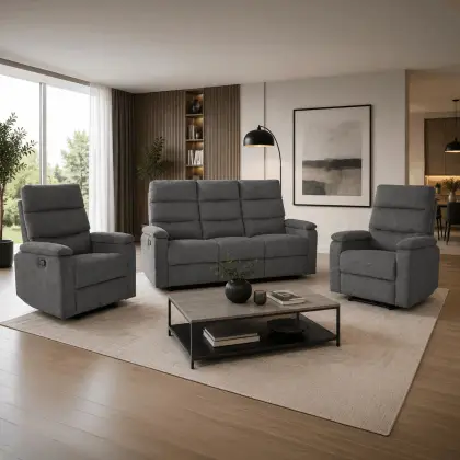 Sedací souprava, polohovací, šedá, látka, ASD-C5980 GREY2 – TOP akční produkt kategorie