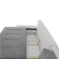 Sedací souprava s úložným prostorem, univerzální, ekokůže bílá / látka Berlin 01 šedý melír, TONIKS Kondela (foto 3)