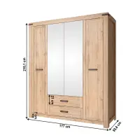 Skříň 4D2S se zrcadlem, dub wotan, MORATIZ Kondela (foto 2)