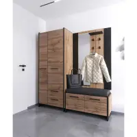 Skříň, dub wotan/černá, AMONI 2D2S/45 Kondela (foto 3)