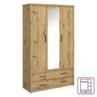 Skříň se zrcadlem 3D4S, dub artisan, AIRON Kondela