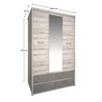 Skříň se zrcadlem 3D4S, kaštan nairobi/onyx, JESI NEW Kondela (foto 3)