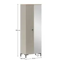 Skříň se zrcadlem, šedohnědá Taupe/dub silverjack, DOMCA 2D Kondela (foto 4)