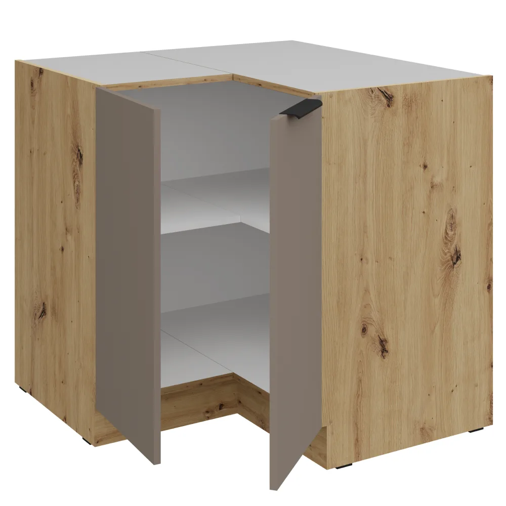 Spodní rohová skříňka, sandgrau/dub artisan, FRISBO 90x90 DN 2F BB Kondela (foto 2)