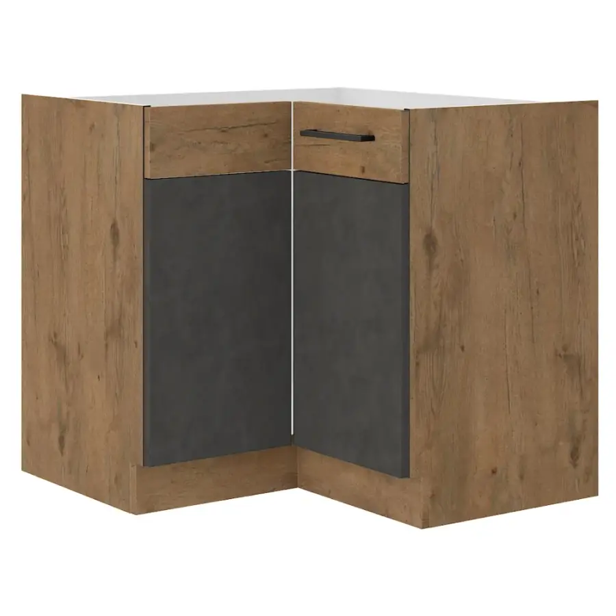 Spodní rohová skříňka, šedá matná / dub lancelot, VEGA 90x90 DN 1F BB Kondela