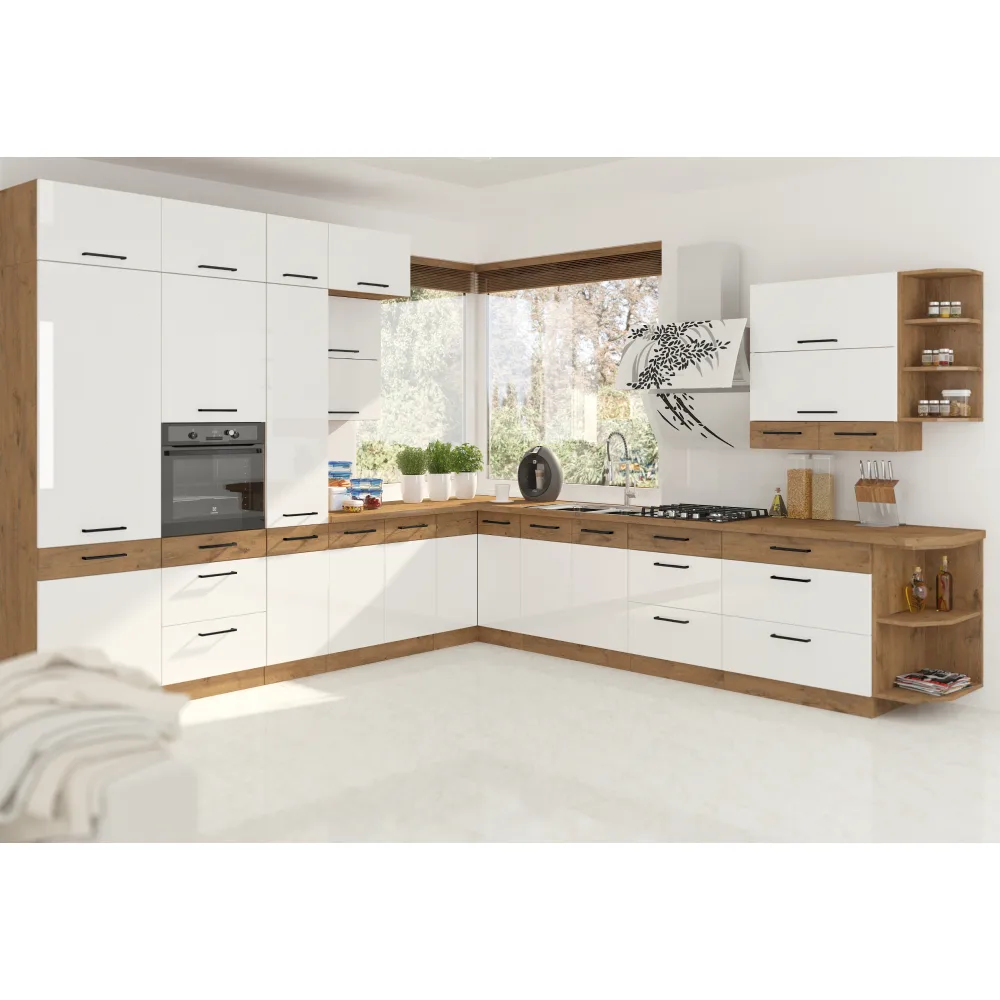 Spodní skříňka, bílá extra vysoký lesk HG / dub lancelot, VEGA D40 1F BB Kondela (foto 6)