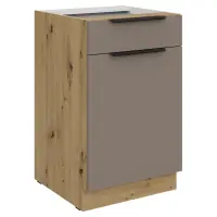 Spodní skříňka, sandgrau/dub artisan, FRISBO 50 D 1F 1S BB Kondela