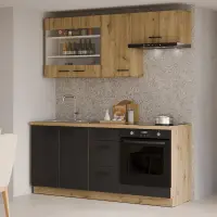 Spodní skříňka se zásuvkami, černý mat / dub artisan, Monro 60 D 3S BB Kondela (foto 4)