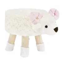 Taburet ve tvaru ovečky látka Velvet bílá/růžová/přírodní, LOLA Kondela