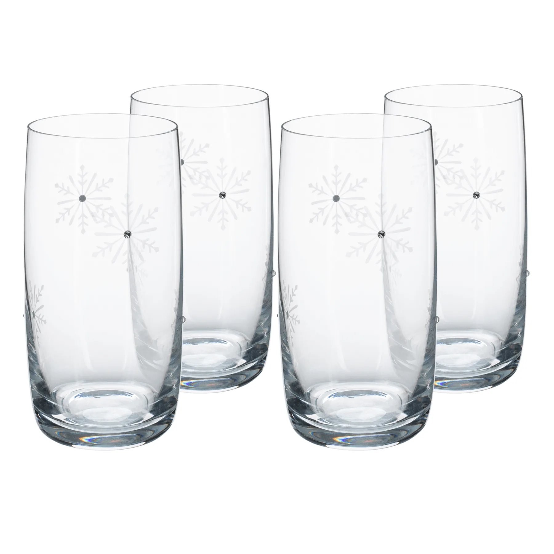 TEMPO-KONDELA SNOWFLAKE DRINK, sklenice na vodu, set 4 ks, s krystaly, 460 ml Kondela