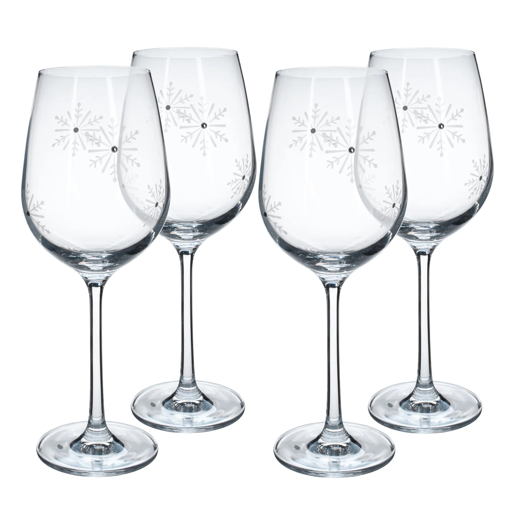 TEMPO-KONDELA SNOWFLAKE VINO, sklenice na víno, set 4 ks, s krystaly, 450 ml Kondela