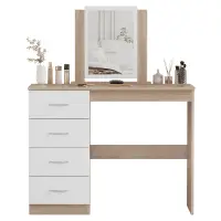 Toaletní stolek, dub sonoma/bílá, KLEVIS Kondela (foto 4)