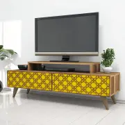 TV stolek CITY – Ořech / Žlutá ASIRGROUP
