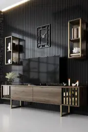 TV stolek GOLD – Line / Ořech / Černá ASIRGROUP