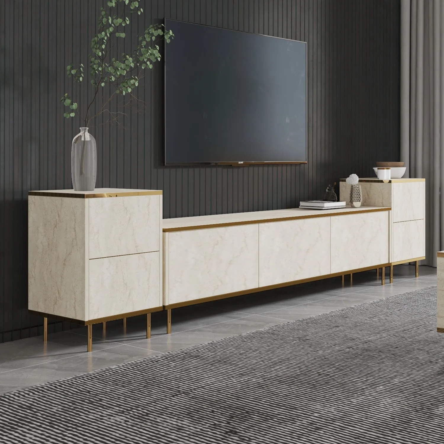TV stolek IMAJ – Travertine / Zlatá ASG-382NRC1150 ASIRGROUP