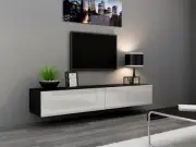 TV stolek VIGO 180 cm – Černá/bílá lesklá Halmar