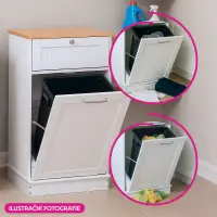 Výklopná skříňka s odpadkovým košem, bílá/bambus, DELINS TYP 1 Kondela (foto 4)