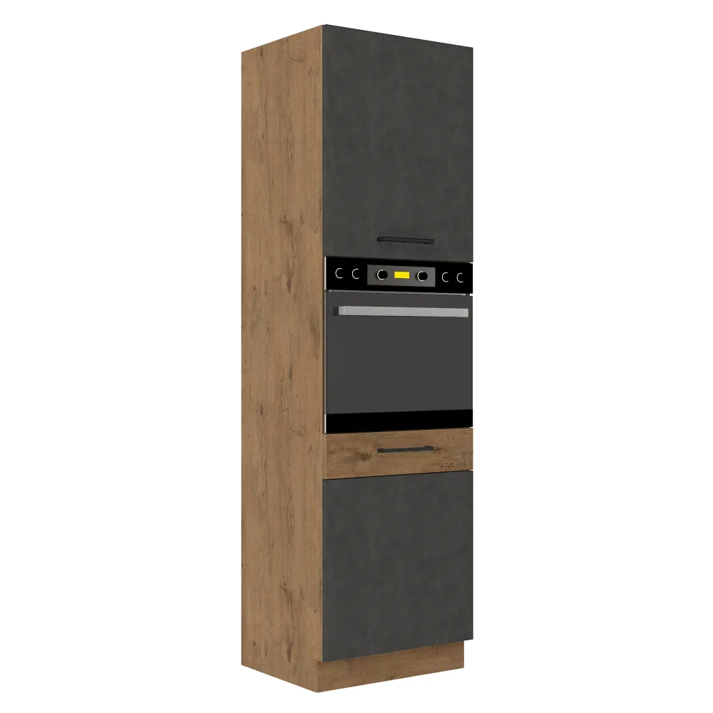 Vysoká skříňka, dub lancelot / šedá matná, VEGA 60 DP-210 2F Kondela