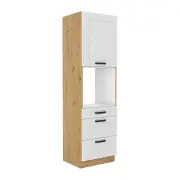 Vysoká skříňka na vestavnou troubu LULA 60 DPS-210 3S 1F – Bílá/dub artisan Kondela