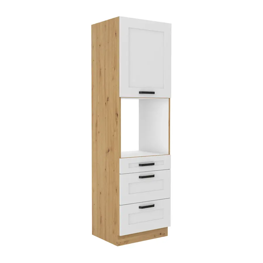 Vysoká skříňka na vestavnou troubu LULA 60 DPS-210 3S 1F – Bílá/dub artisan Kondela (foto 7)