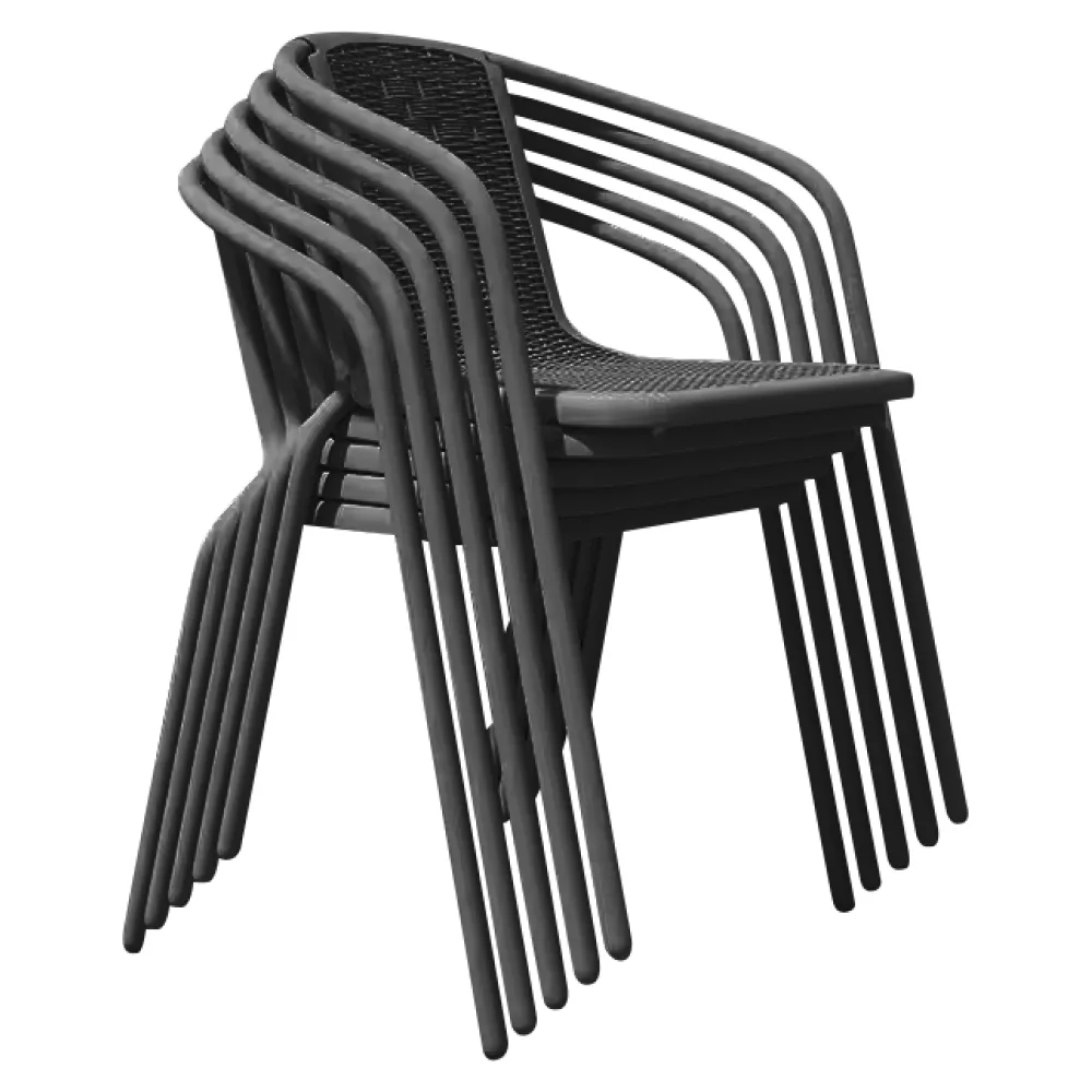 Zahradní stohovatelná židle, černá, ocel/plast, FRENY Kondela