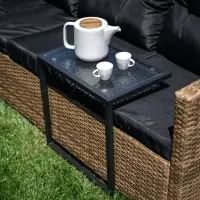 Zahradní stolek, černá ocel/tvrzené sklo, SELKO Kondela (foto 4)