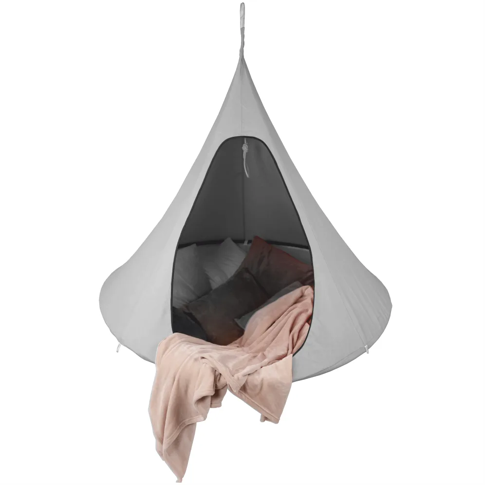 Závěsné houpací křeslo, světle šedá, KLORIN NEW BIG SIZE CACOON HAMMOCK Kondela